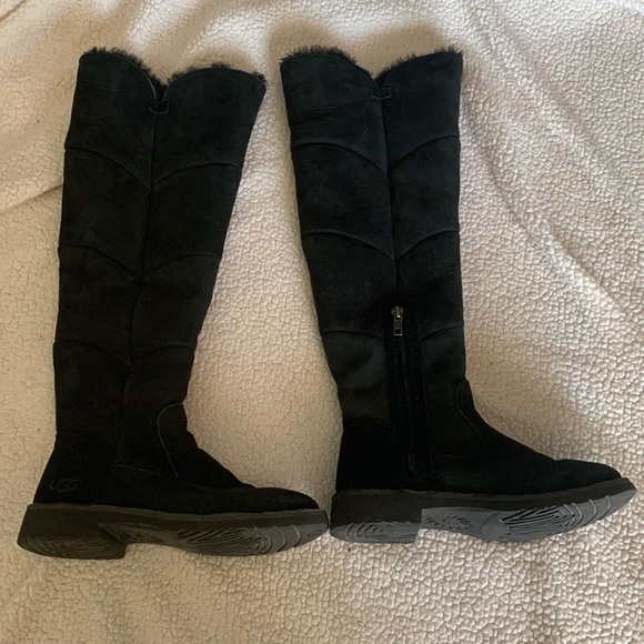 UGG Sibley Tall Over the Knee Black Suede Fur Boot 5.5 - Picture 7 of 13